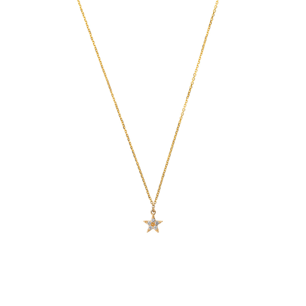 14k Gold Diamond Mini Star Necklace
