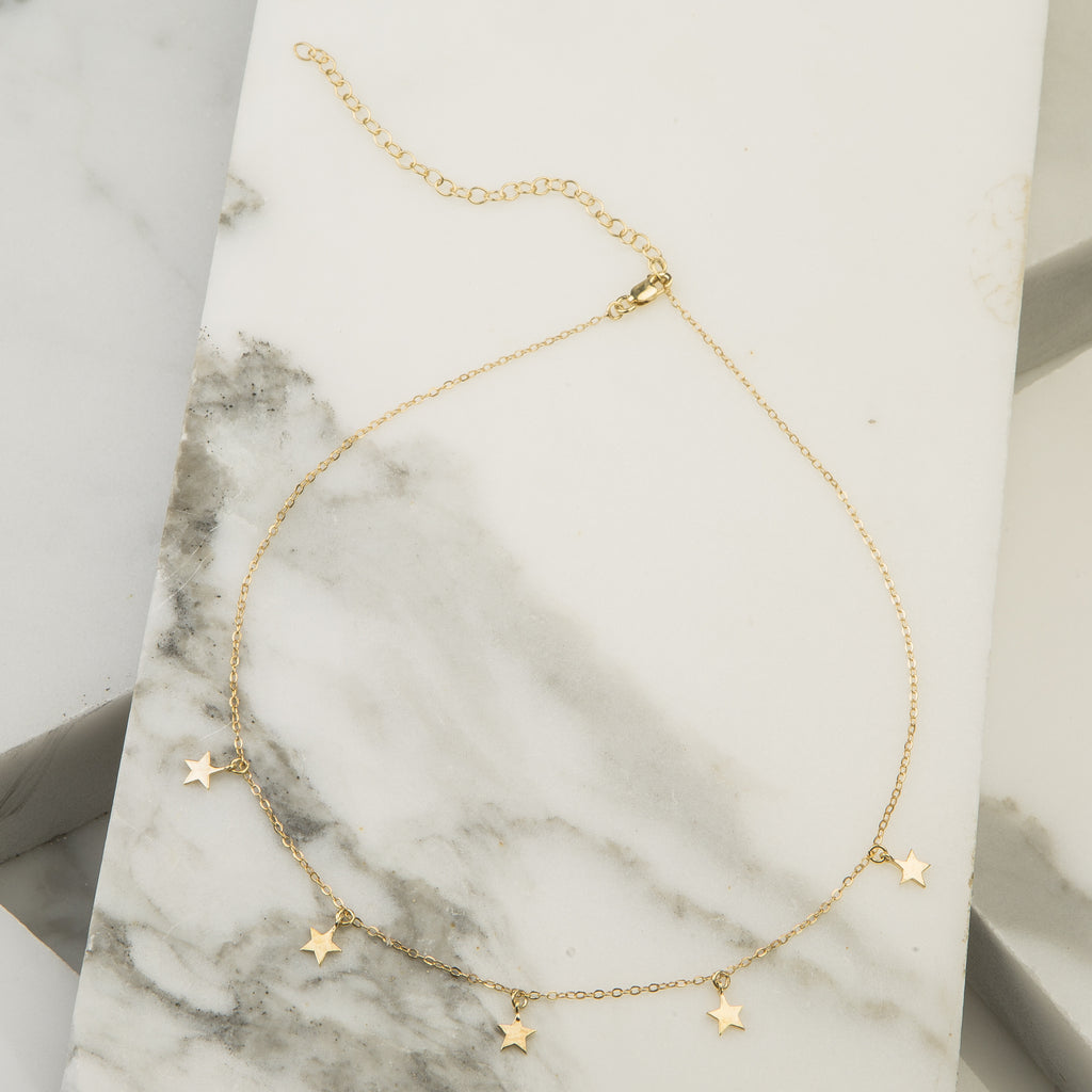 14k Gold Mini Star Choker Crystal Streets