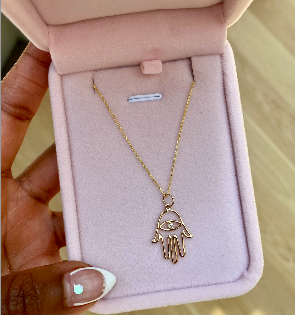 Rose gold hamsa pendant on sale