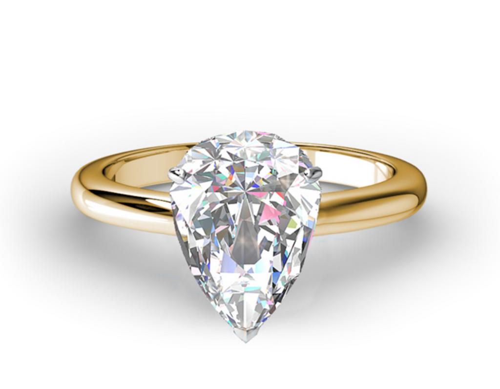CLASSIC PEAR FOUR PRONG SOLITAIRE ENGAGEMENT RING