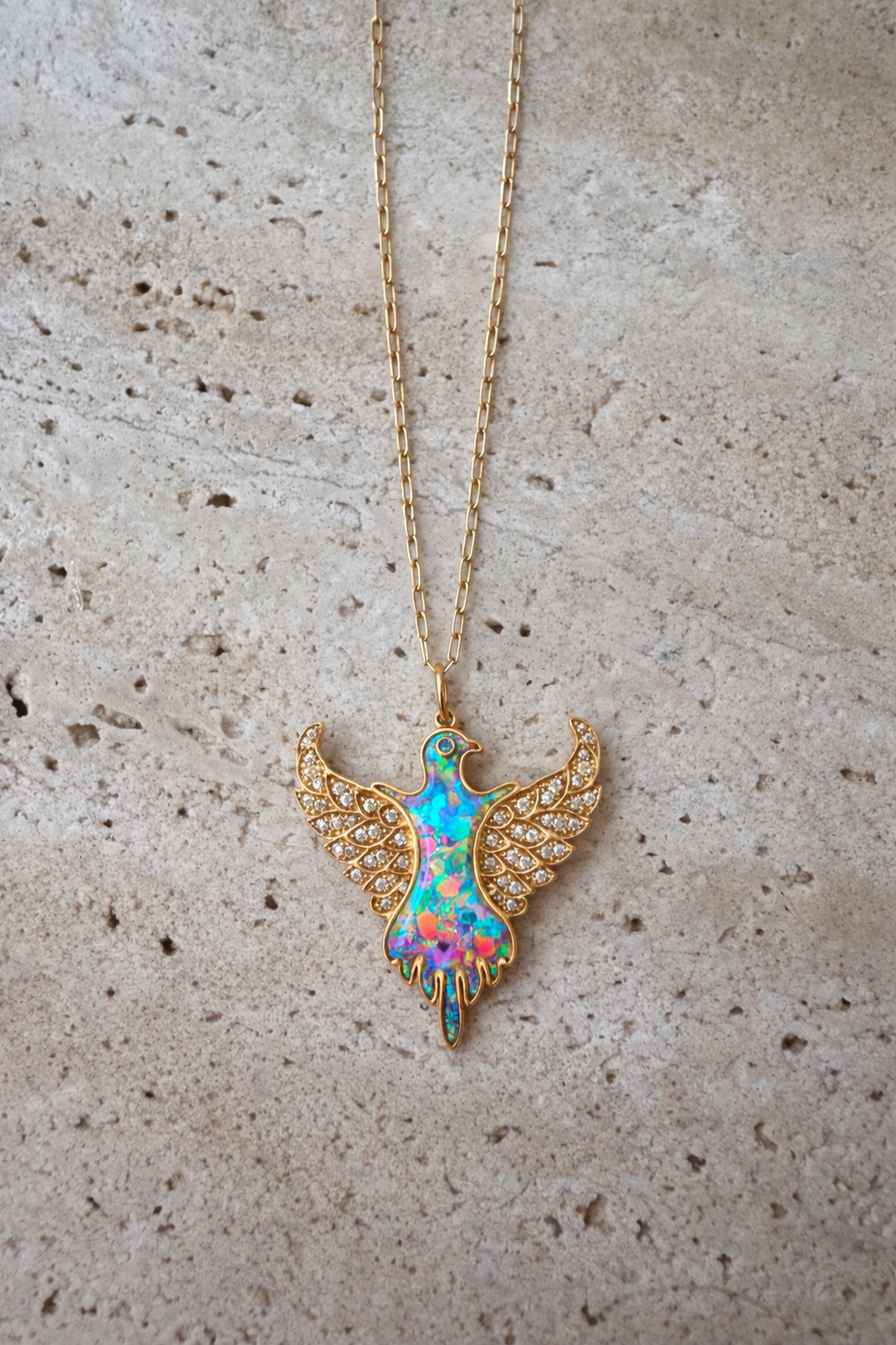 The Phoenix Ascension Talisman - Opal & Diamonds (14k Gold