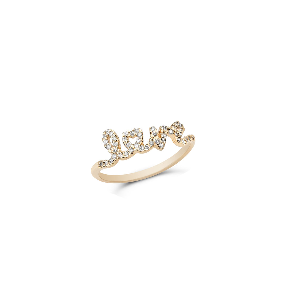 Aiko 14K Gold Pave Diamond Love Ring