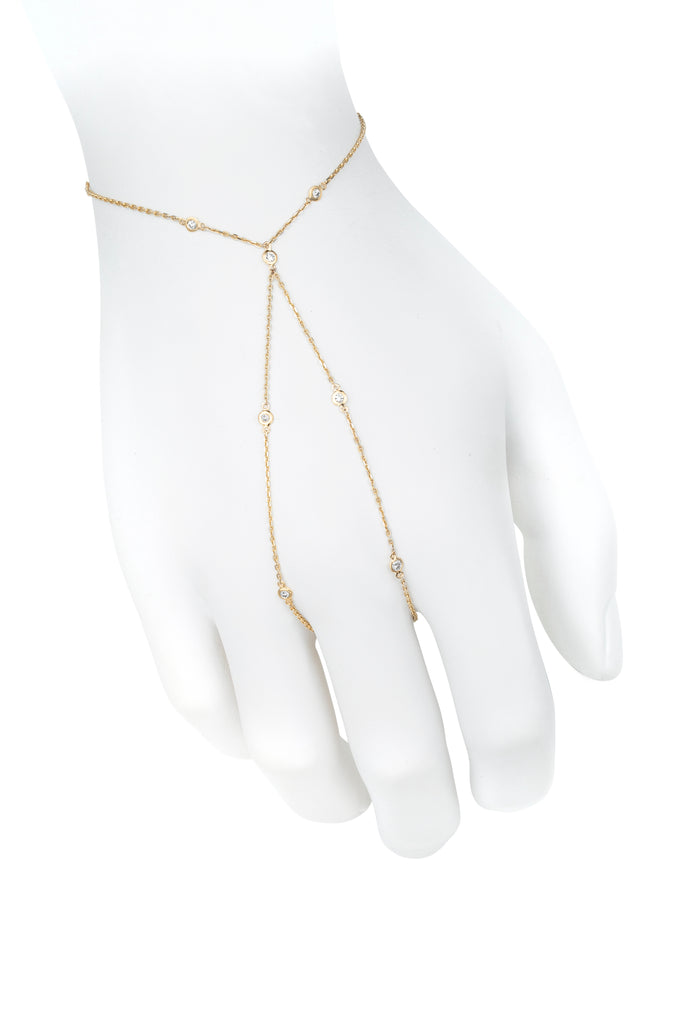 Soleil 18K Gold Diamond Bezel Hand Chain