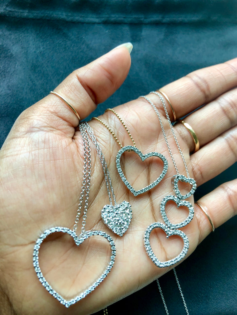 18k Gold 3 Diamond Heart Necklace
