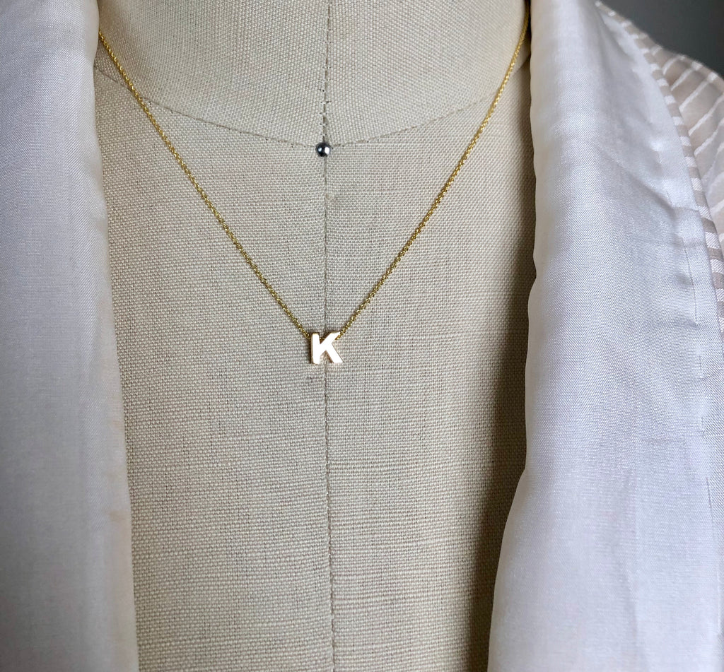 Foster 14k Gold Block Initial Necklace