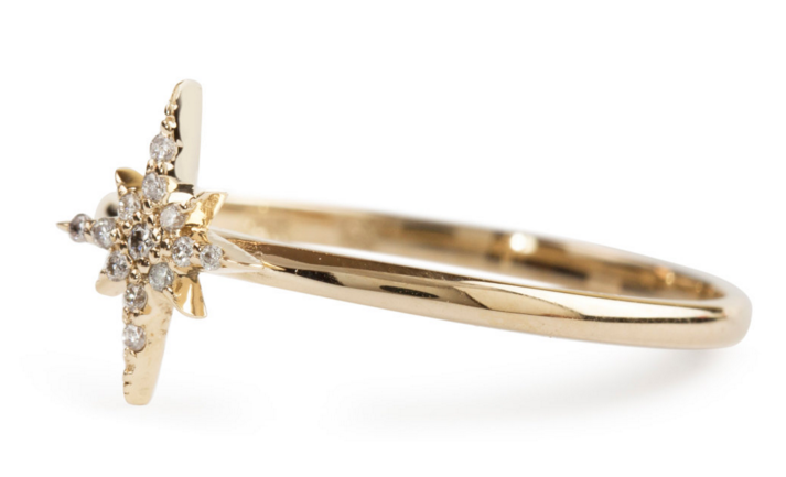 Eva 14K Gold Diamond Mini Starburst Ring
